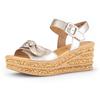 Keilsandalette GABOR, Damen, Gr. 36, gold (goldfarben), Glattleder, metallic, modisch, Schuhe, Sommerschuh, Sandale, Keilabsatz, mit Gabor Best Fitting-Ausstattung