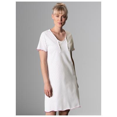 Nachthemd TRIGEMA "TRIGEMA Nachthemd mit Herzchen-Muster", Damen, Gr. L, US-Größen, weiß, 100% Baumwolle, casual, Kleider Image