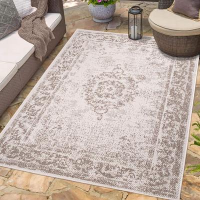 Outdoorteppich CARPET CITY "DUO RUG 5577", beige (creme), B:200cm H:5mm L:290cm, Obermaterial: 100% Polypropylen, Teppiche, Wendeteppich Wetterfest In- & Outdoor, Balkon, Terrasse, Wohnzimmer Image