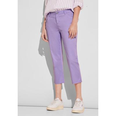 3/4-Hose STREET ONE, Damen, Gr. 46, Länge 22, lila (smell of lavender), Web, 97% Baumwolle, 3% Elasthan, unifarben, casual, comfort fit 3/4-Länge, Hosen, in 3/4-Länge Image