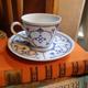 Vintage Jager Eisenberg 'Blau Saks' Kaffeetassen Tee Tasse Untertasse Set Strohblume