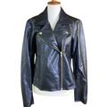J. Crew Jackets & Coats | J. Crew Mercantile Women's Jacket Sz M Black Moto Zip Front Coat Faux Leather | Color: Black | Size: M