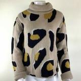 Anthropologie Sweaters | Anthropologie Sz S Georgia Turtleneck Sweater In Leopard Print Tan Acrylic | Color: Black/Tan | Size: S