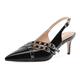 Eldof Women Slingback Heels Buckle Strap Pointed Toe Slip On Kitten Heel Pumps Shoes Dressy Studded Eyelet 2.5 Inches, Black, 9 UK