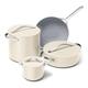 Caraway Cookware+ Collection - Specialty Cookware Set - Petite Cooker, Stir Fry Pan, Rondeau, & Stock Pot - 3 Lids & Storage Organizer Included - Cream