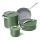 Caraway Cookware+ Collection - Specialty Cookware Set - Petite Cooker, Stir Fry Pan, Rondeau, & Stock Pot - 3 Lids & Storage Organizer Included - Sage