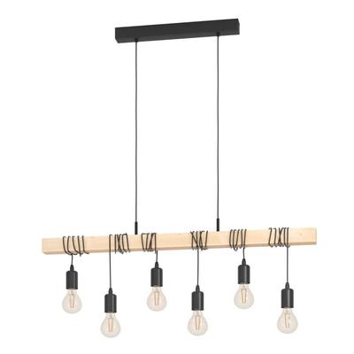 EGLO Hängeleuchte "TOWNSHEND", braun (schwarz, braun), B:10,00cm H:110,00cm L:100,00cm Ø:0,00cm, Lampen, Vintage Pendelleuchte im Industrial Design, Retro Hängelampe Image
