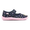 Hausschuh RICHTER, Kinder, Gr. 26, bunt (dunkelblau, rosa, pferdemotiv), Baumwolle, kontrastfarbene Details, klassisch, Schuhe, Klettschuh, Kindergarten Schuh mit süßem Print