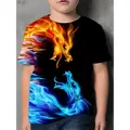 Flame Dragon T Shirt Boy girl's Clothes Funny Fire Dragon Tees Teen top T-Shirt per bambini Summer