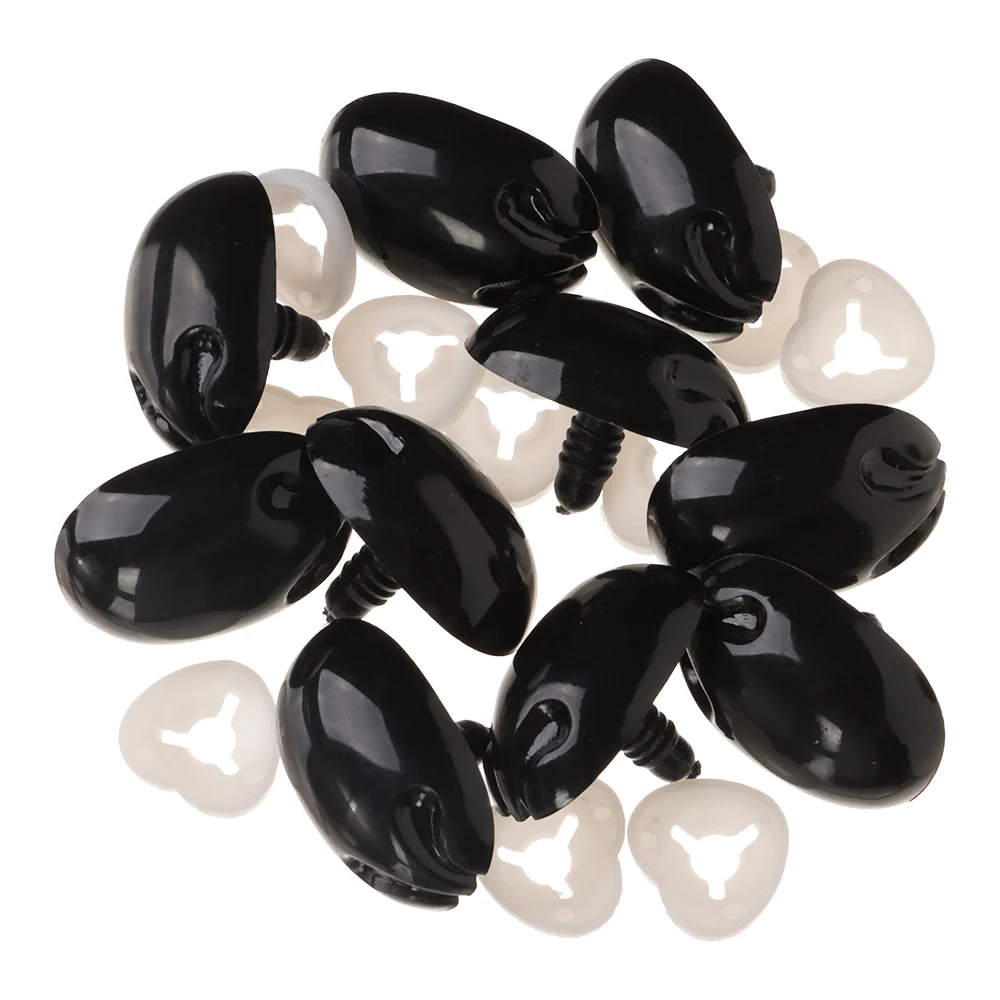 10 pezzi di plastica nera ovale nasi di sicurezza bambola cane animale nasi per orso giocattoli di peluche accessori per infeltrimento di lana artigianale fai da te