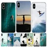 Tavola da surf surf art surf Girl Clear Case per iPhone 11 13 14 Pro 15 Pro Max 12 Mini SE 2020 XR X
