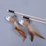 Cartoon Pet Cat Teaser Toys piuma di legno canna da pesca Mouse Toy con Mini Fish Cat Catcher Teaser