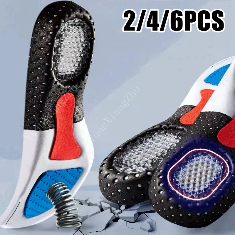 2/4/6Pcs Schuhe Einlegesohlen für Füße Arch Support Plantarfasziitis Orthopädische Einlegesohle Männer Silikon Schock absorbieren Nicht slip Schuh Pads Image