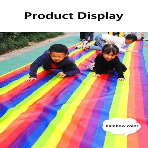 Eltern Kind interaktive Spiele sensorisches Training Regenbogen rutschiges Tuch Outdoor-Wettbewerbs