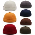 Bonnet en coton vintage pour hommes casquette sans bord casquette solide chapeaux Docker