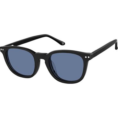 Zenni Square Prescription Glasses W/ Snap-On Sunlens Black Plastic Full Rim Frame