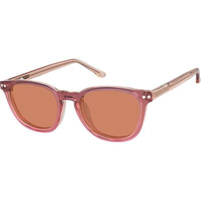 Zenni Square Prescription Glasses W/ Snap-On Sunlens Pink Plastic Full Rim Frame