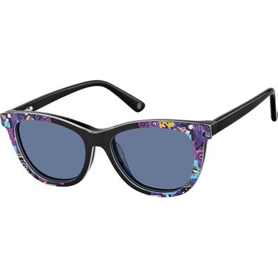 Zenni Girls Cat-Eye Prescription Glasses W/ Snap-On Sunlens Black Plastic Full Rim Frame