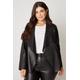 Womens Curve Black Faux Leather Waterfall Jacket