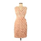 London Times Casual Dress V Neck Sleeveless: Pink Brocade Dresses - Women's Size 8 Petite