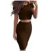 Jalioing Skirts and Top Set for Women Crewneck Crop T-Shirt Tops with Hipster Maxi Skirts 2 Pieces Skirt Sets