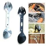 10-in-1 Multifunctional Outdoor Fork Spoon with Bottle Opener Portable Lightweight Utility Tactical Spoon Wrench Camping Utensil Survival Tool