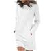 cfhntfmh Long Sleeve Dress for Women Casual Pullover Sweatshirt Dress Crewneck Knee Length Dress with Pockets