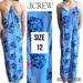 J. Crew Dresses | J. Crew Womens Dress Maxi Blue Floral V-Neck Sleeveless Side Slits Racerback 12 | Color: Blue | Size: 12