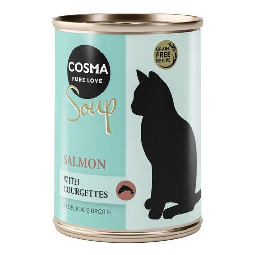 6x100g Salmon Courgettes Soup Cosma Wet Cat Food