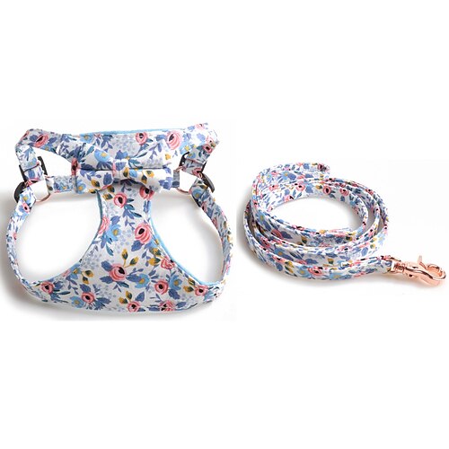 Hunde Katzen Geschirre Leinen Einstellbar Tragbar Langlebig Outdoor Gehen Blumenmuster Image