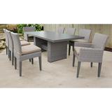 TK Classics Monterey Rectangular Outdoor Patio Dining Table With 6 Armless Chairs And 2 Chairs W/ Arms