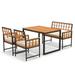 Spaco 4 Pieces Acacia Wood Patio Dining Set with 1 Rectangular Table-Natural Furniture Conversation Sets Coffee Table for Garden Poolside Backyard