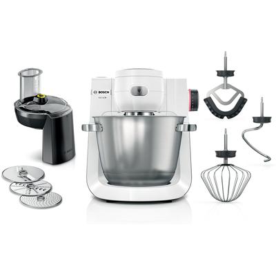 BOSCH Küchenmaschine "Serie 6 MUMS6EW13D, Durchlaufschnitzler, Edelstahlschüssel, weiß", weiß, B:32cm H:33cm T:38cm, Küchenmaschinen, 7 Stufen, 3 Scheiben, Knethaken/Rühr-/Silikonbesen, spülm.fest