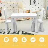 Kids Table and Chair Set Plastic Children Activity Table and 2 Chairs for Art Craft Easy-Clean Tabletop 3-Piece Toddler Furniture Set for Daycare Playroom Gift for Boys Girls(White)