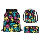 SEANATIVE Soccer Kids Backpacks for Boys Leisure School Bag Backpack Set with Bento Lunch Box+Pencil Box 3-Piece Water-Resistant Shoulder Rucksacks