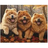 Wooden Puzzles - Dogs in Forest Chow Chow Dogs in Autumn Park-Jigsaw Puzzle 1000 Piece for Adults and Kids Card Game Cute Animals Large Puzzle Educational Games Decompression Toys Best Gift