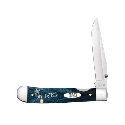 Case Kickstart TrapperLock Folding Knife 4.13 in Tru-Sharp Surgical Steel Mediterranean Blue Bone Embellished Smooth Handle w/Dad Shield and Pocket