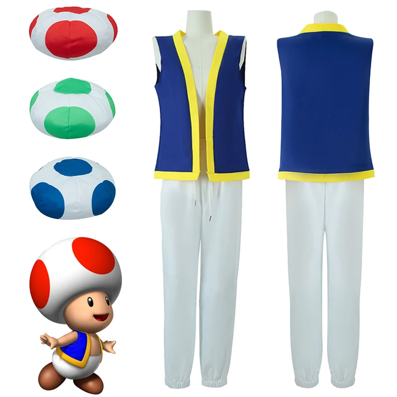 Kinopio Kröte Cosplay Kostüme Kinder Erwachsene Uniform Hut Spiel Bros Rolle Spielen Outfits Kinder Halloween Karneval Party Anzug Image
