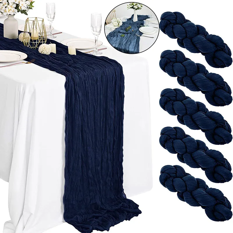 Halbtransparenter Gaze-Tischläufer, Salbei, Käsetuch, Tischdekoration, Esszimmer, Vintage, Hochzeit, Party, Weihnachten, Bankette, Bögen, Kuchendekoration Image