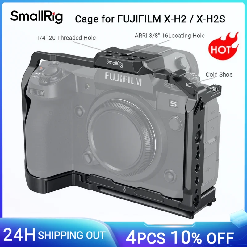 SmallRig Kamerakäfig für FUJIFILM X-H2 / X-H2S, Kamera-Rig aus Aluminiumlegierung, Kamera-Rig mit NATO-Schienen, Schnellwechselplatte – 3934 Image