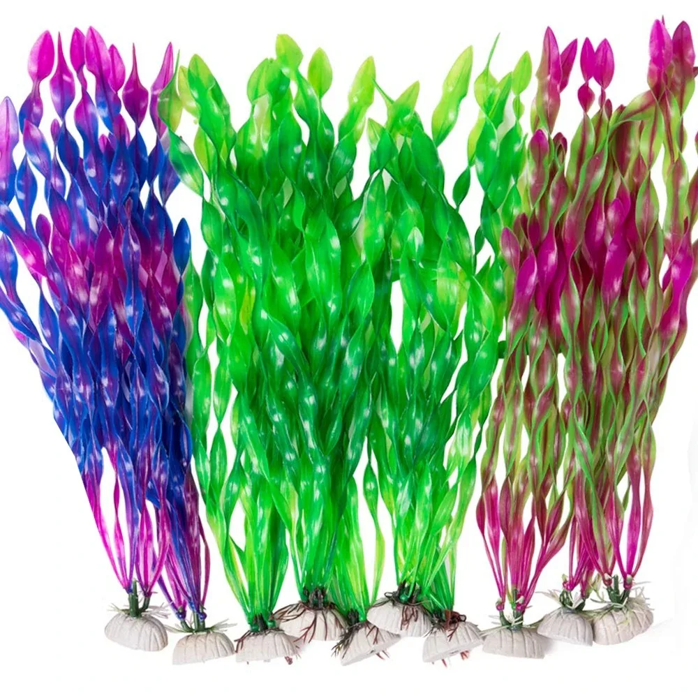 10 Stück künstlicher Gras-Aquariumschmuck, Kunststoffpflanzen, Wasserpflanzen für die Dekoration von Aquarien, Aquarienzubehör. Image