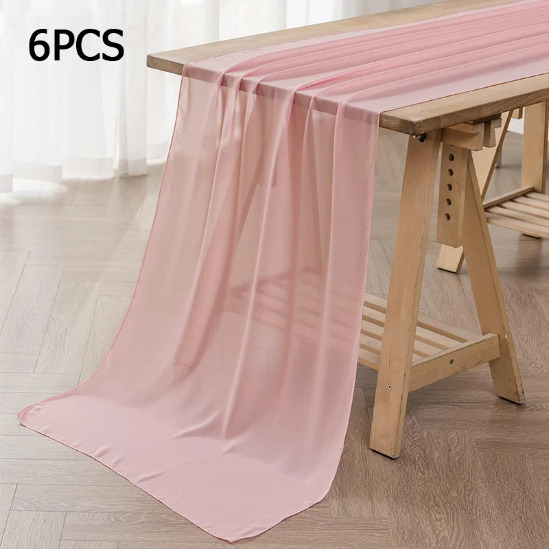 Set von 6 Chiffon Tisch läufer transparente Stoff Seide für Weihnachten Boho Hochzeit Bogen drapieren Dekoration Geburtstags feier Tisch dekoration