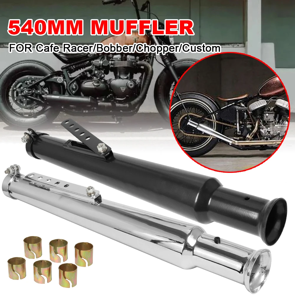 Motorrad Schalldämpfer Rohr Universal 540mm Motorrad Retro Schwanz Auspuffrohr Schalldämpfer Geändert Auspuffrohr 37mm 40mm 42mm Für Honda Image