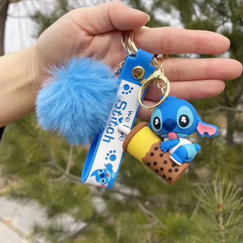12cm Disney Cartoon Stich Plüsch Schlüssel anhänger kleine Anhänger Stofftiere Schult asche hängen