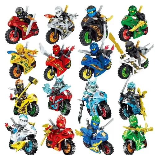 Heißes Spielzeug 8 teile/los Ninja Motorräder Modellbau steine mit Figuren Kinder Ninja Spielzeug