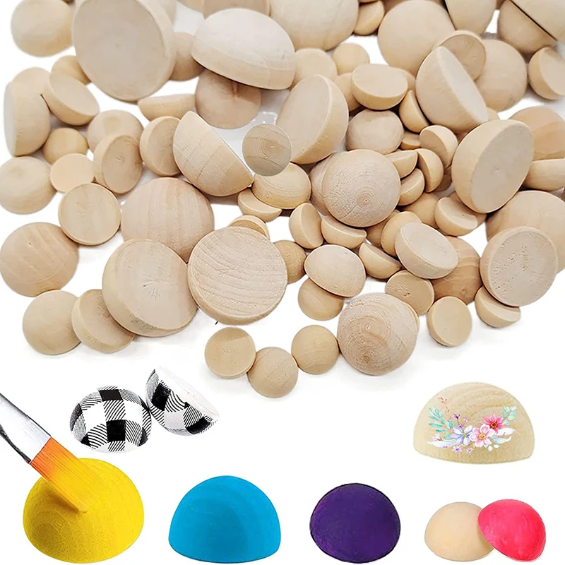 Boules demi-bois naturelles, demi-boules en bois, perles en bois fendues inachevées, bricolage, artisanat, décoration de noël, boules en bois demi-rondes