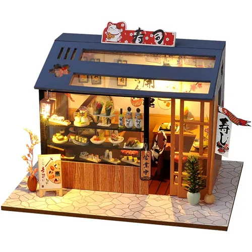 Puppenhaus Möbel Puzzle Gebäude DIY Dollhousehu Twooden Spielzeug Shop kreative Puppenhaus Kit