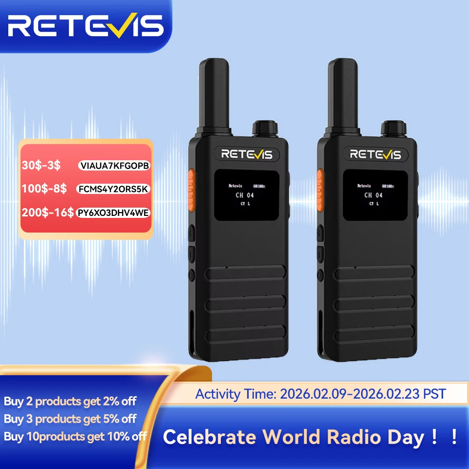 Retevis B63S (3. Generation RT622) Walkie-Talkie, 2-teilig, mit LCD-Bildschirm, ultradünnes Walkie-Talkie, Lizenzfrei, Typ C, für Camping, Wandern Image