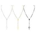 Rosenkranz Kreuz Halsketten Frauen 2022 Neue Mode Schmuck Gold Farbe Perlen Kette Kragen mit