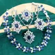 Luxuriöse Silber Schmuck Sets für Frauen Hochzeit blau grün Zirkon Armband Ohrringe Halskette